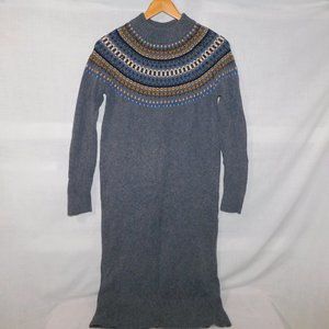 Simon's Contemporaine Gray Long Mock Neck Wool Blend Sweater Dress Womens XS
